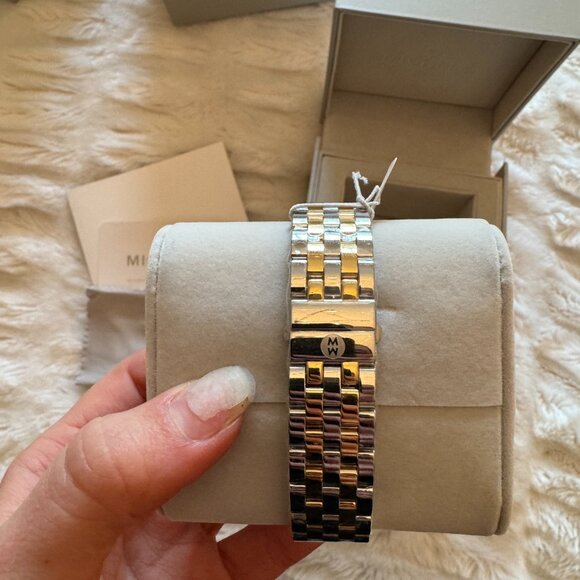 NWT Michele Urban Mini Two-Tone 18K Gold Plated Watch - Picture 5 of 14